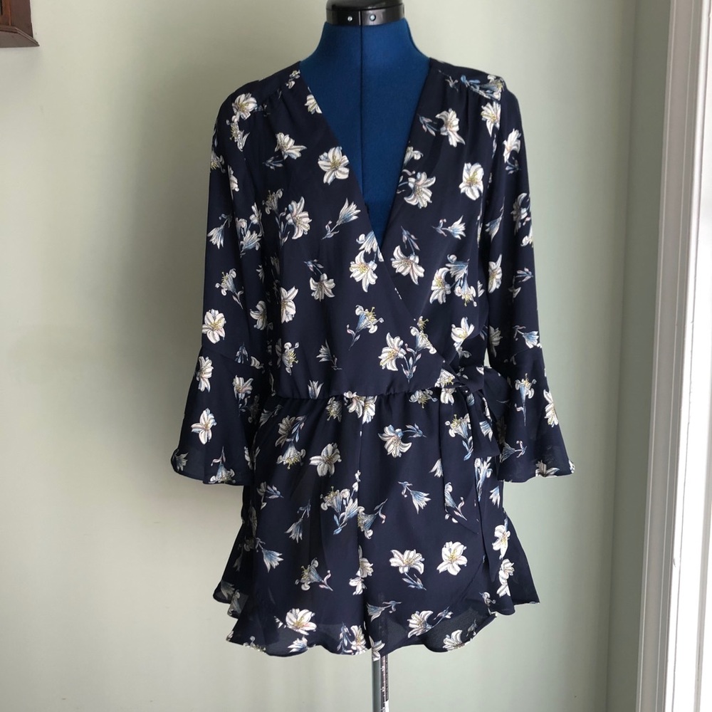 Navy floral romper